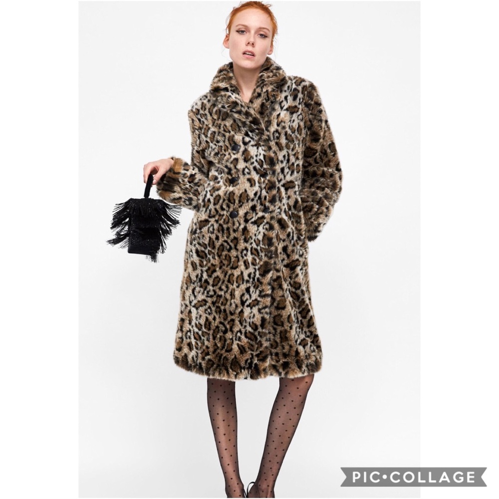 Zara Animal Print Faux Fur Coat —NWT